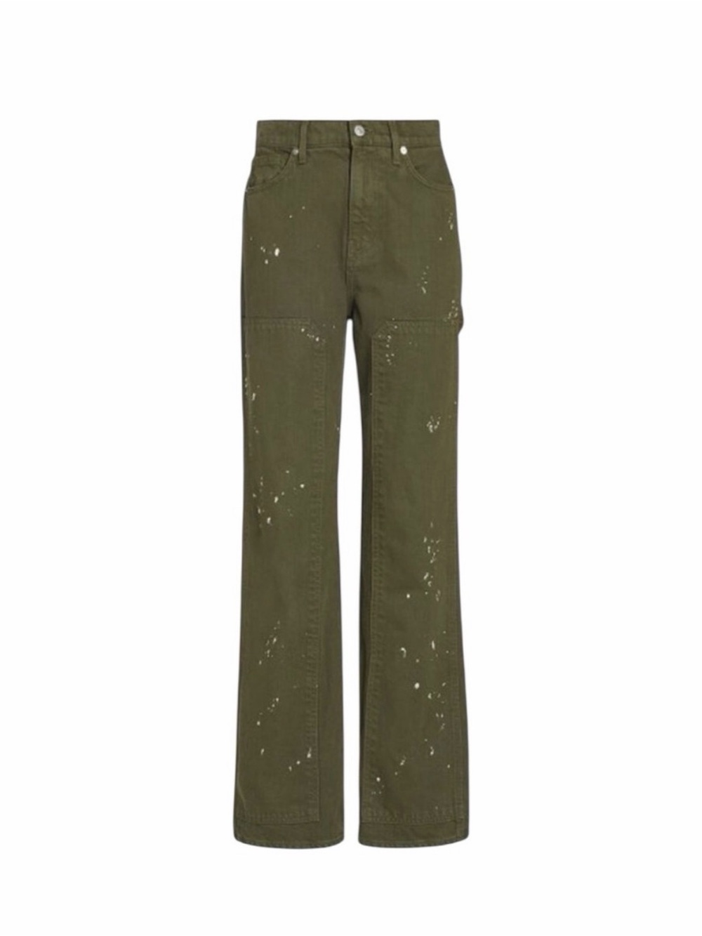 Veronica Beard Olive Green Utility Jeans with Paint-Splatter
